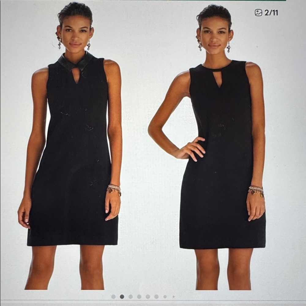 WHBM 3 In 1 Sheath Dress Womens 4 Reversible collar Black Leopard Ponte knit LBD - Picture 2 of 12